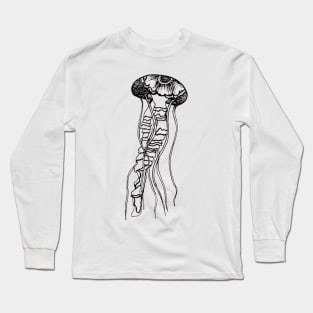 Black and White Flower Jellyfish Long Sleeve T-Shirt
